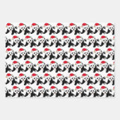 Niedlicher Panda-Bär in Weihnachtsmannmütze Kinder Geschenkpapier Set (Vorderseite 3)