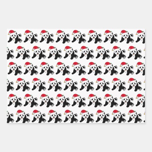 Niedlicher Panda-Bär in Weihnachtsmannmütze Kinder Geschenkpapier Set (Vorderseite)