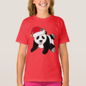 Niedlicher Panda-Bär in Weihnachtsmannmütze Kinder T-Shirt (Vorderseite)