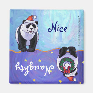 Niedlicher Panda-Bär in Weihnachtsmannmütze Naught Magnet