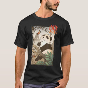 Niedlicher Panda Bär Japanischer Schmetterling Jap T-Shirt