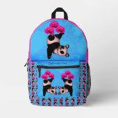Niedlicher Panda Bär Juggling Pink Blume Bedruckter Rucksack (Vorderseite)