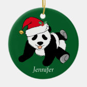 Niedlicher Panda Bär Kids Monogram Keramik Ornament (Vorne)