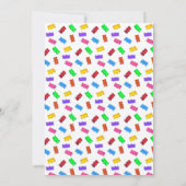 Niedlicher Panda Bär & mehrfarbige Süßigkeiten Ein Einladung (Rückseite)