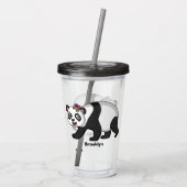 Niedlicher Panda-Bär mit Blume Cartoon Acryltrinkbecher (Rückseite)