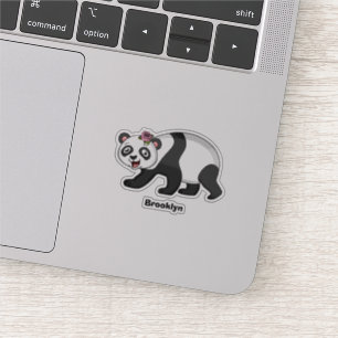 Niedlicher Panda-Bär mit Blume Cartoon Aufkleber