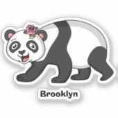 Niedlicher Panda-Bär mit Blume Cartoon Aufkleber (Vorderseite)