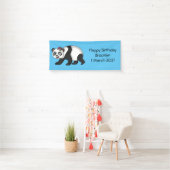 Niedlicher Panda-Bär mit Blume Cartoon Banner (Insitu)