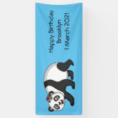 Niedlicher Panda-Bär mit Blume Cartoon Banner (Vertikal)