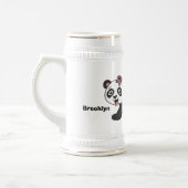 Niedlicher Panda-Bär mit Blume Cartoon Bierglas (Links)