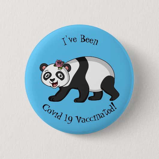 Niedlicher Panda-Bär mit Blume Cartoon Button (Vorderseite)