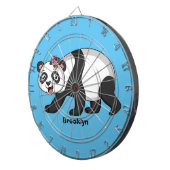 Niedlicher Panda-Bär mit Blume Cartoon Dartscheibe (Vorderseite rechts)