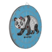 Niedlicher Panda-Bär mit Blume Cartoon Dartscheibe (Vorderseite Links)