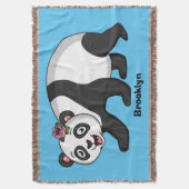 Niedlicher Panda-Bär mit Blume Cartoon Decke (Vorderseite Vertikal)