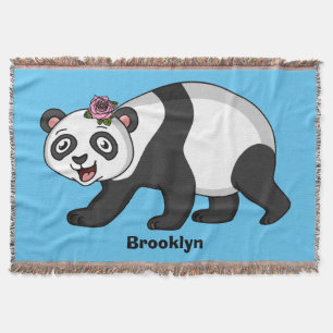 Niedlicher Panda-Bär mit Blume Cartoon Decke