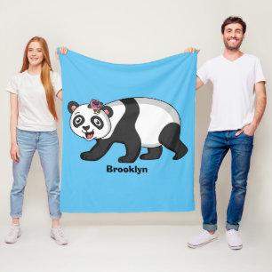 Niedlicher Panda-Bär mit Blume Cartoon Fleecedecke