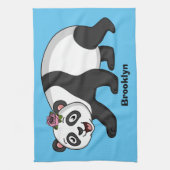 Niedlicher Panda-Bär mit Blume Cartoon Geschirrtuch (Vertikal)