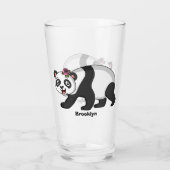 Niedlicher Panda-Bär mit Blume Cartoon Glas (Rückseite)