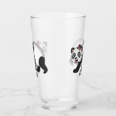 Niedlicher Panda-Bär mit Blume Cartoon Glas (Links)