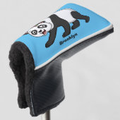 Niedlicher Panda-Bär mit Blume Cartoon Golf Headcover (3/4 Vorderseite)