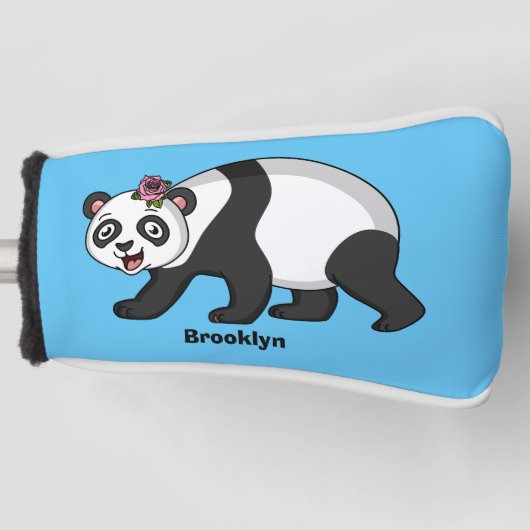 Niedlicher Panda-Bär mit Blume Cartoon Golf Headcover (Vorderseite)