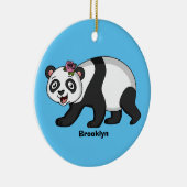 Niedlicher Panda-Bär mit Blume Cartoon Keramik Ornament (Rechts)