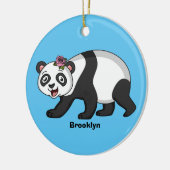 Niedlicher Panda-Bär mit Blume Cartoon Keramik Ornament (Links)