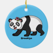 Niedlicher Panda-Bär mit Blume Cartoon Keramik Ornament (Hinten)