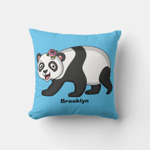 Niedlicher Panda-Bär mit Blume Cartoon Kissen