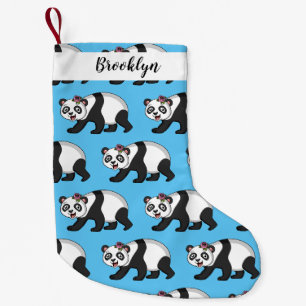Niedlicher Panda-Bär mit Blume Cartoon Kleiner Weihnachtsstrumpf