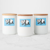 Niedlicher Panda-Bär mit Blume Cartoon Lebensmitteletikett (Flaschen)