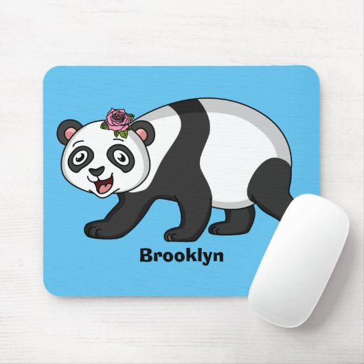 Niedlicher Panda-Bär mit Blume Cartoon Mousepad (Mit Mouse)