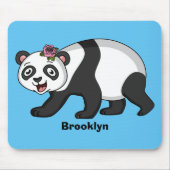 Niedlicher Panda-Bär mit Blume Cartoon Mousepad (Vorne)
