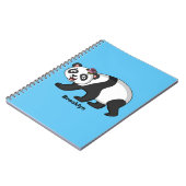 Niedlicher Panda-Bär mit Blume Cartoon Notizblock (Linke Seite)