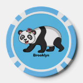 Niedlicher Panda-Bär mit Blume Cartoon Pokerchips (Rückseite)