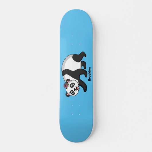 Niedlicher Panda-Bär mit Blume Cartoon Skateboard (Vorne)