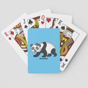 Niedlicher Panda-Bär mit Blume Cartoon Spielkarten