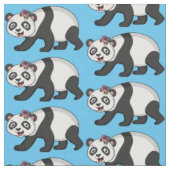 Niedlicher Panda-Bär mit Blume Cartoon Stoff (Nahaufnahme)