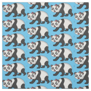 Niedlicher Panda-Bär mit Blume Cartoon Stoff