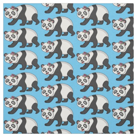 Niedlicher Panda-Bär mit Blume Cartoon Stoff (Muster)
