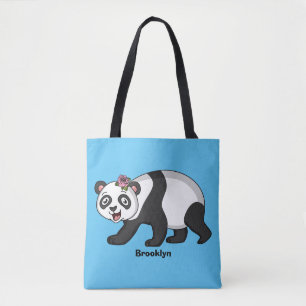 Niedlicher Panda-Bär mit Blume Cartoon Tasche