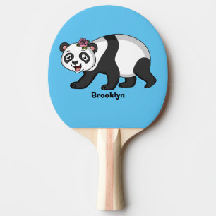 Niedlicher Panda-Bär mit Blume Cartoon Tischtennis Schläger