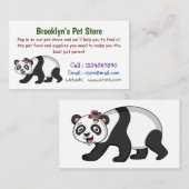 Niedlicher Panda-Bär mit Blume Cartoon Visitenkarte (Vorne/Hinten)