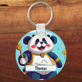 Niedlicher Panda-Bär mit individualisierbarem Name Schlüsselanhänger (Vorderseite)