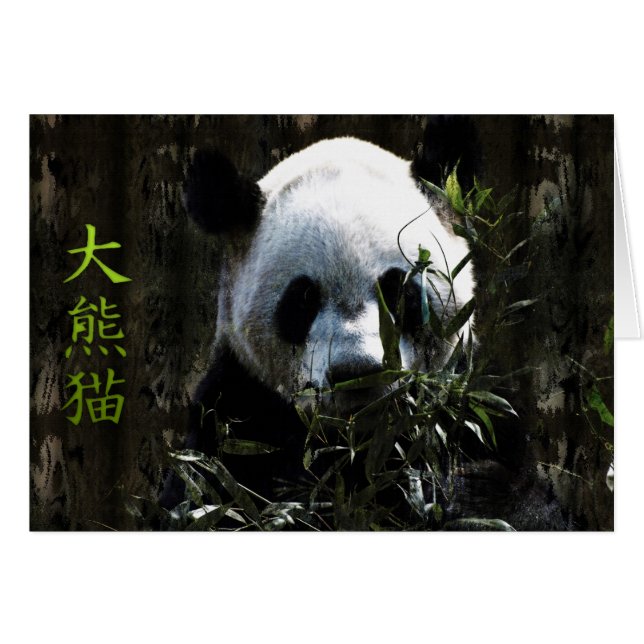 Niedlicher Panda-Bär mit köstlichen Bambus-Blätter (Vorderseite (Horizontal))