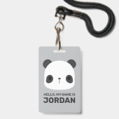 Niedlicher Panda-Bär mit Personalisiertem Namen Ausweis (Vorderseite mit Lanyard)