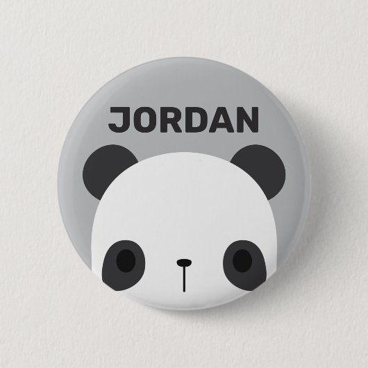 Niedlicher Panda-Bär mit Personalisiertem Namen Button (Vorderseite)