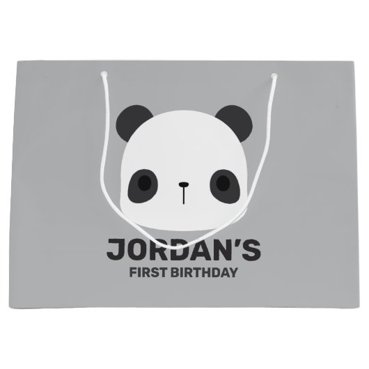 Niedlicher Panda-Bär mit Personalisiertem Namen Große Geschenktüte (Vorderseite)