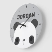 Niedlicher Panda-Bär mit Personalisiertem Namen Große Wanduhr (Winkel)