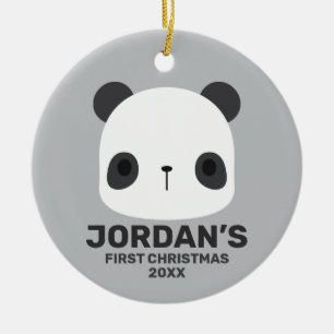 Niedlicher Panda-Bär mit Personalisiertem Namen Keramik Ornament